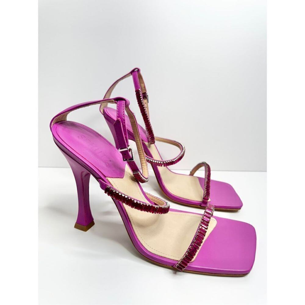 SCHUTZ Sandals Womens‎ Size 10B Leather Nellina Square Toe Pink Ankle Strap NEW - Picture 3 of 12